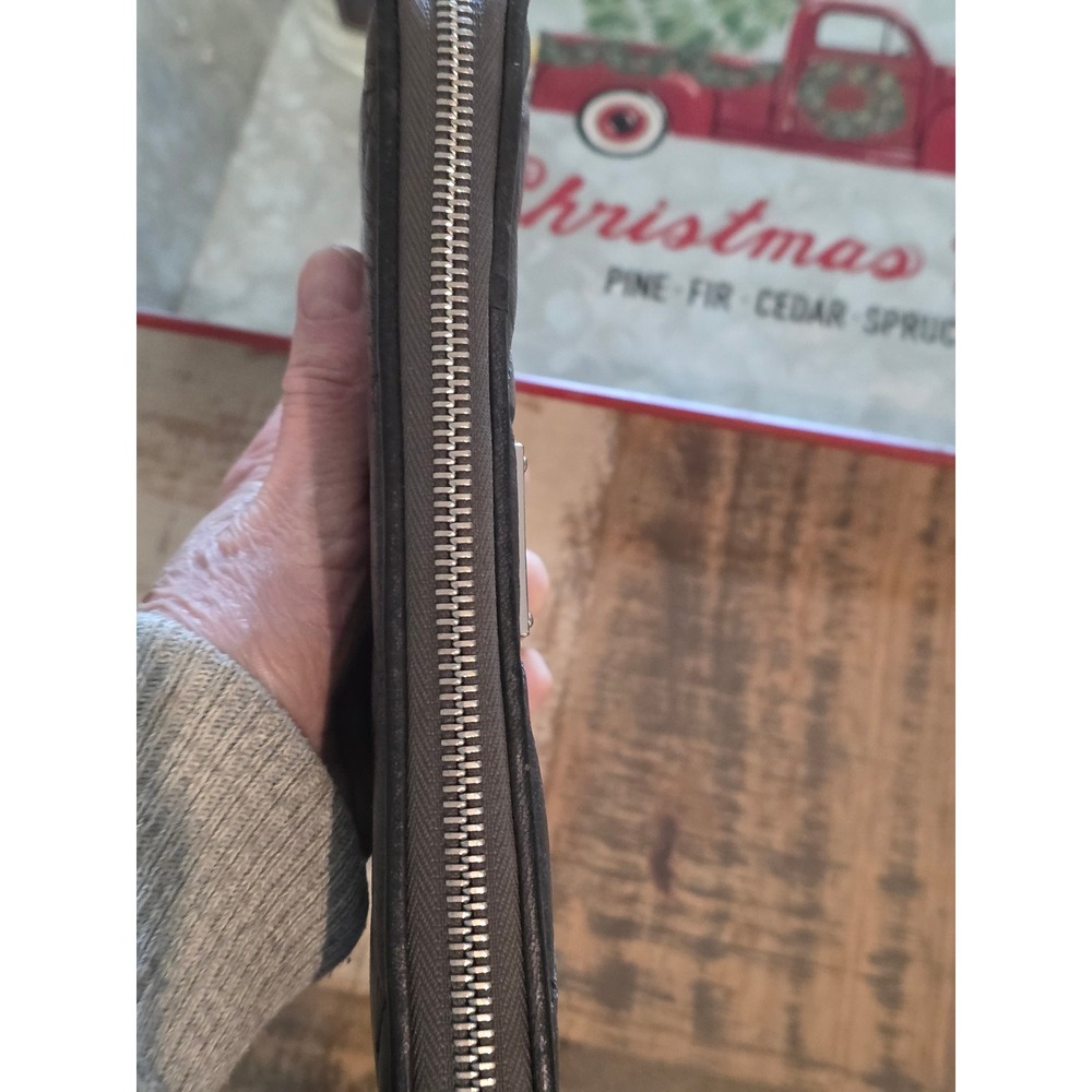 Michael‎ Kors Quilted Zip Around Wallet Black Leather Signature Logo - Picture 7 of 10